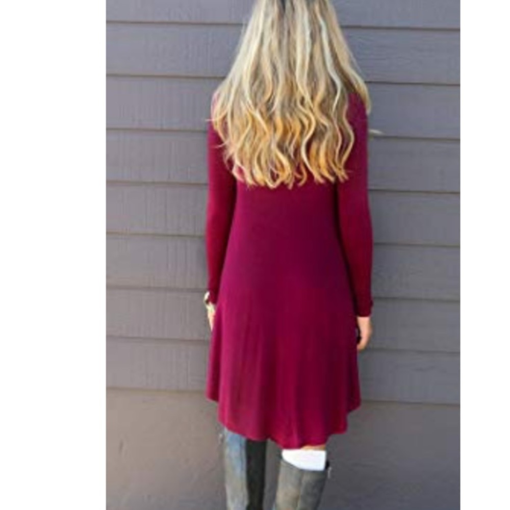 Asymmetrical maroon dress - Picture 3 of 3